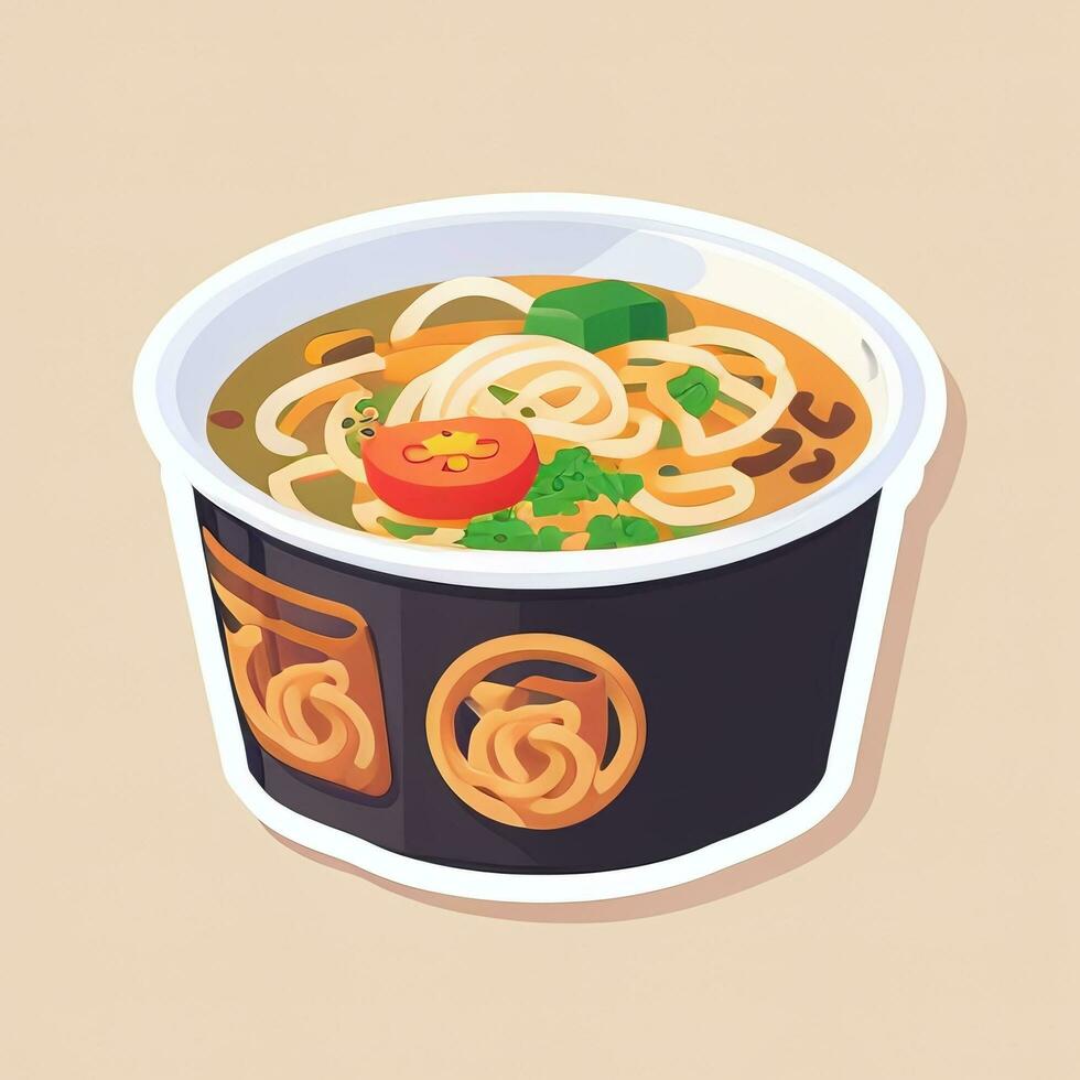 AI generated Ramen Noodle Portrait Avatar Clip Art Gamer Icon Sticker Decoration Simple Background photo
