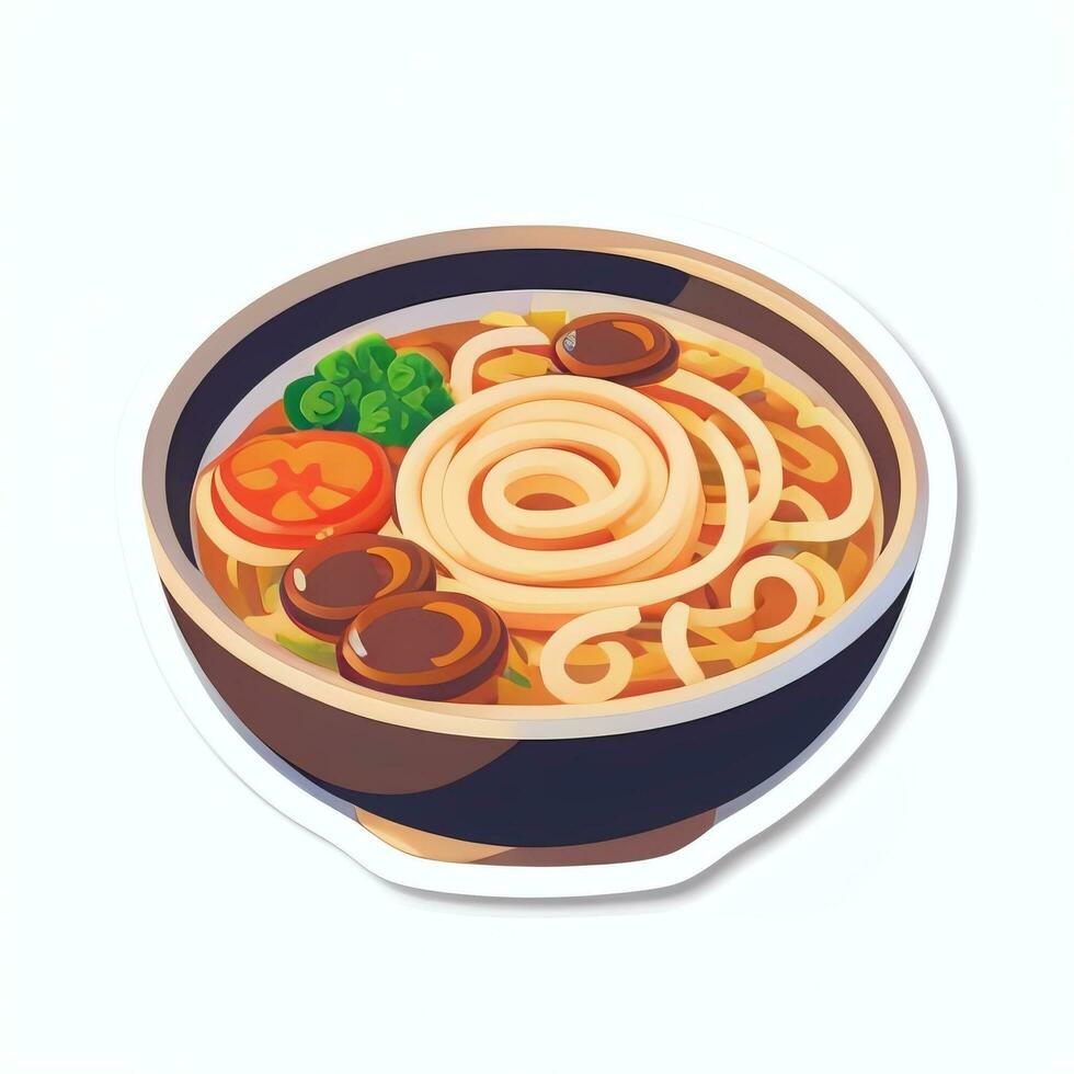 AI generated Ramen Noodle Portrait Avatar Clip Art Gamer Icon Sticker Decoration Simple Background photo