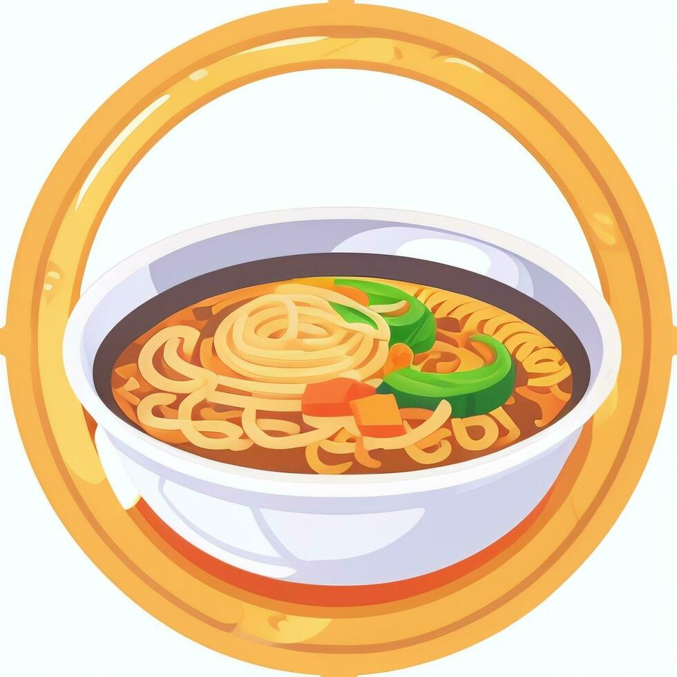 AI generated Ramen Noodle Portrait Avatar Clip Art Gamer Icon Sticker Decoration Simple Background photo