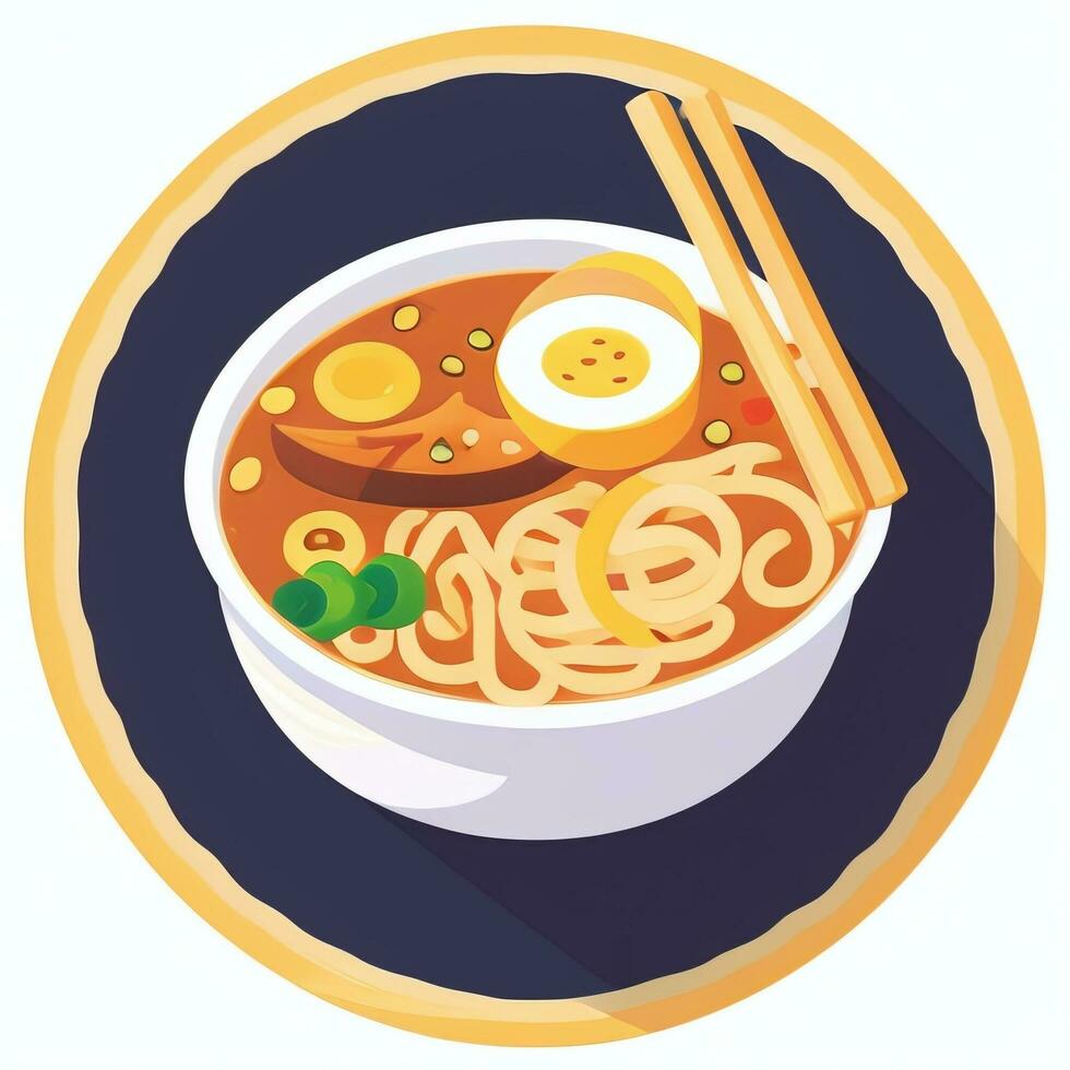 AI generated Ramen Noodle Portrait Avatar Clip Art Gamer Icon Sticker Decoration Simple Background photo