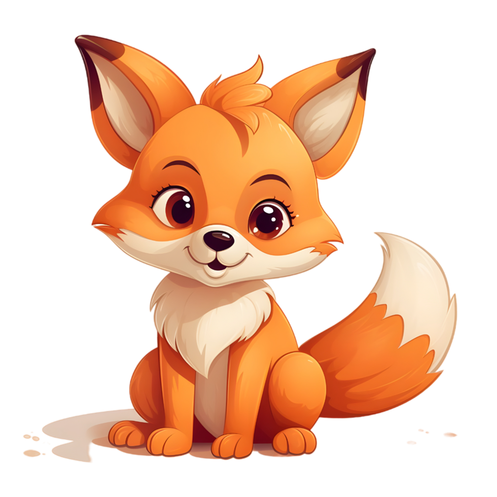 ai généré mignonne Renard dans dessin animé style png