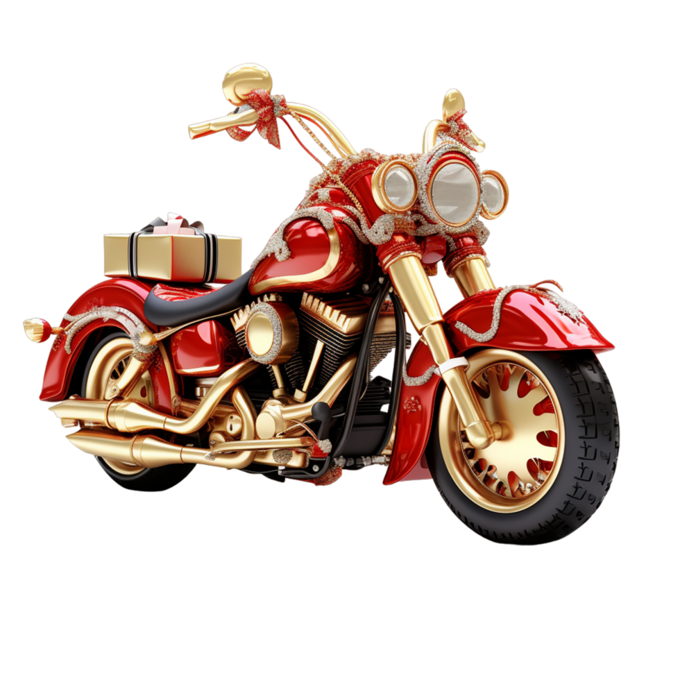 ai gegenereerd motorfiets Kerstmis ornament de kerstman claus glas png