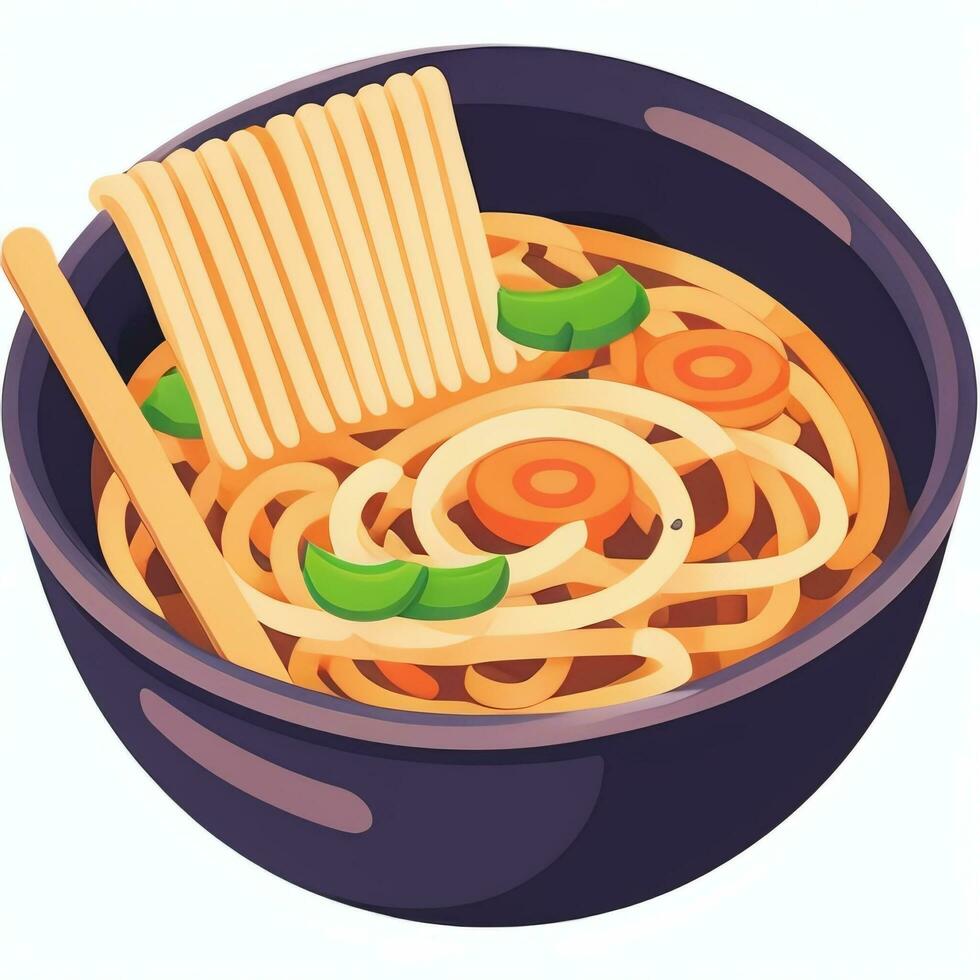 AI generated Ramen Noodle Portrait Avatar Clip Art Gamer Icon Sticker Decoration Simple Background photo