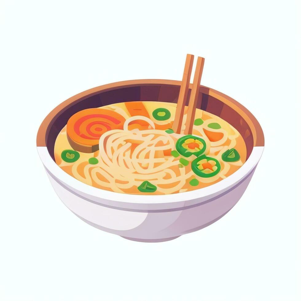 ai generado ramen fideos retrato avatar acortar Arte jugador icono pegatina decoración sencillo antecedentes foto