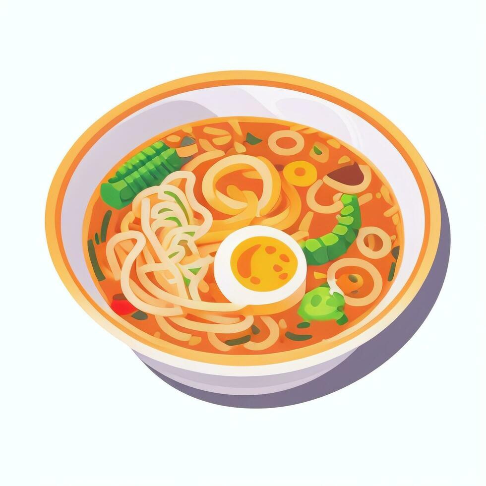 AI generated Ramen Noodle Portrait Avatar Clip Art Gamer Icon Sticker Decoration Simple Background photo