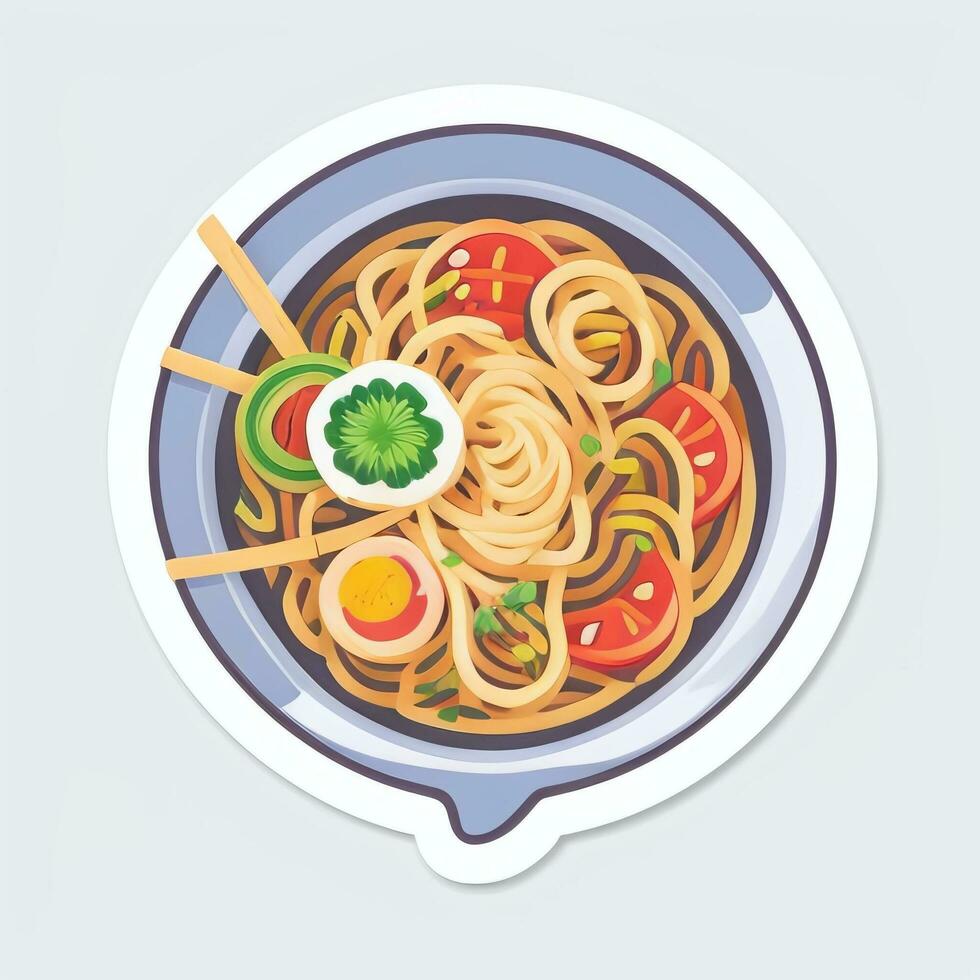 AI generated Ramen Noodle Portrait Avatar Clip Art Gamer Icon Sticker Decoration Simple Background photo