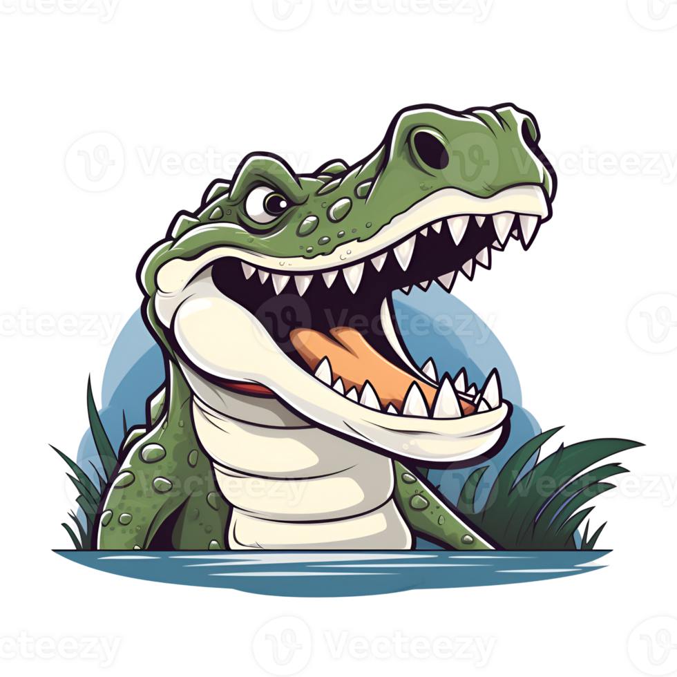 AI generated Cartoon Style Crocodile Alligator Illustration No Background Perfect for Print on Demand Merchandise AI Generative png