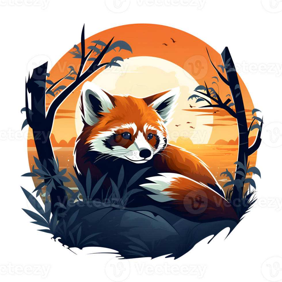 AI generated Artistic Style Red Panda Illustration Painting Drawing No Background Perfect for Print on Demand Merchandise AI Generative png