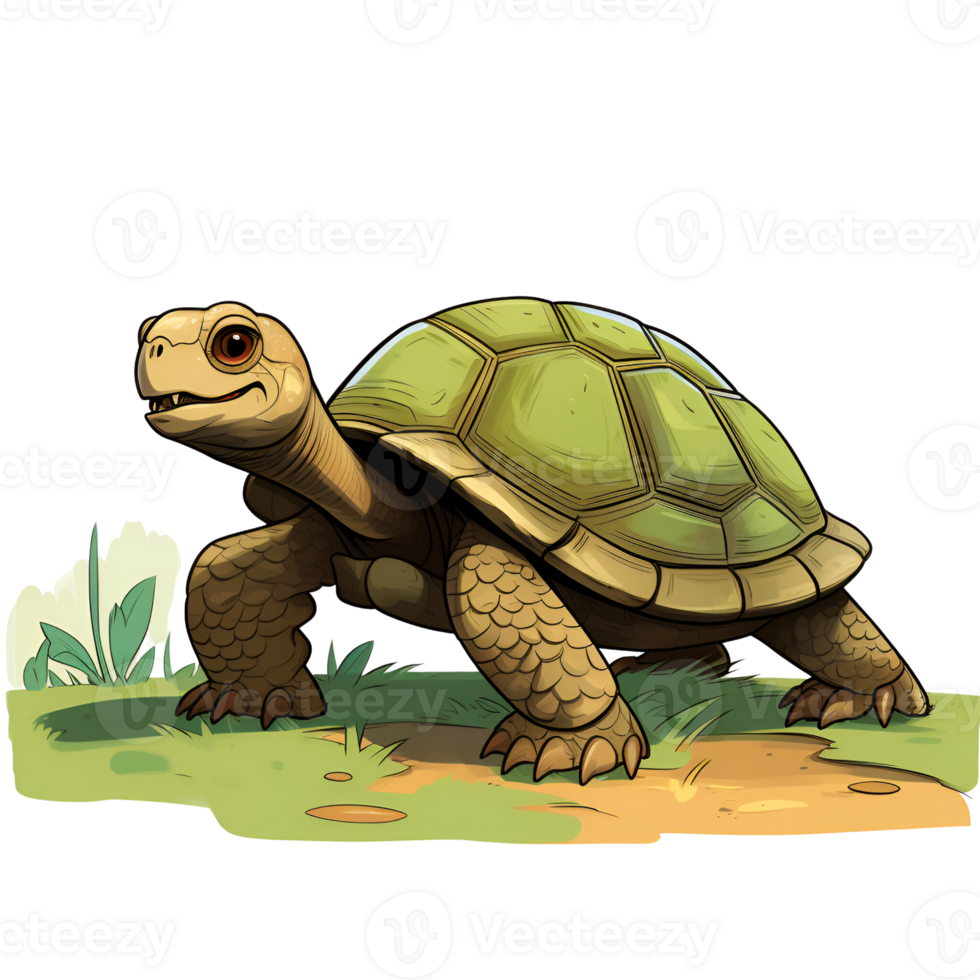 AI generated Artistic Style Tortoise Turtle Illustration Cartoon Style Painting Drawing No Background Perfect for Print on Demand Merchandise AI Generative png