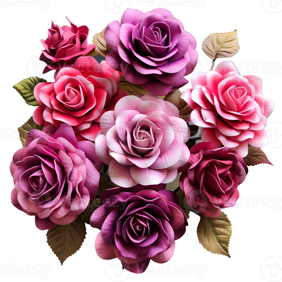 AI generated Artistic Style Rose Bouquet Flower Bouquet No Background Perfect for Print on Demand Merchandise AI Generative png