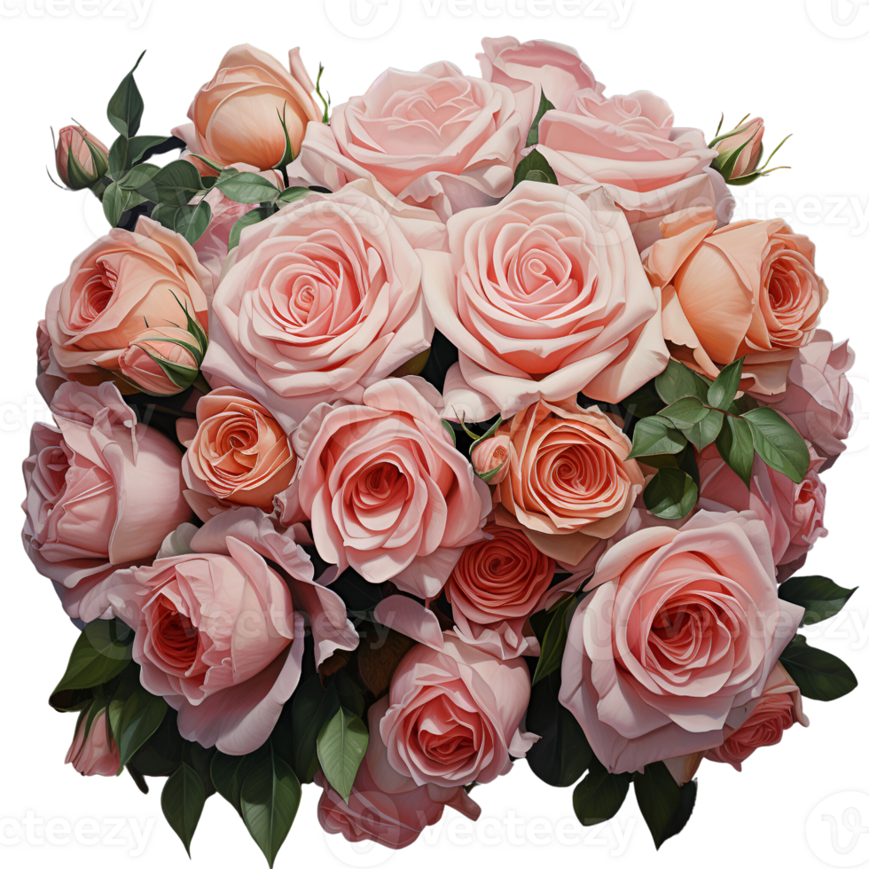 AI generated Artistic Style Rose Bouquet Flower Bouquet No Background Perfect for Print on Demand Merchandise AI Generative png