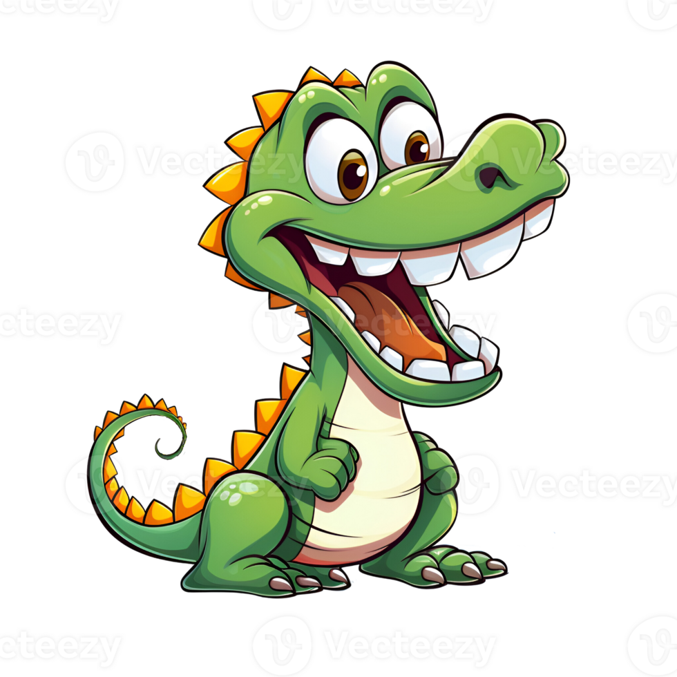 AI generated Cartoon Style Crocodile Alligator Illustration No Background Perfect for Print on Demand Merchandise AI Generative png