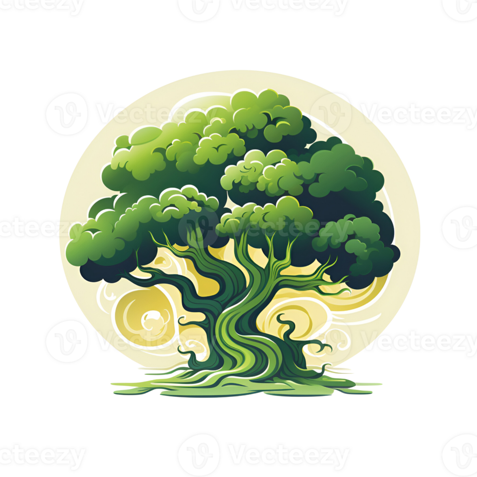 Giant Tree Cartoon Tree Tree of Life No Background Perfect for Print on Demand Merchandise AI Generative png
