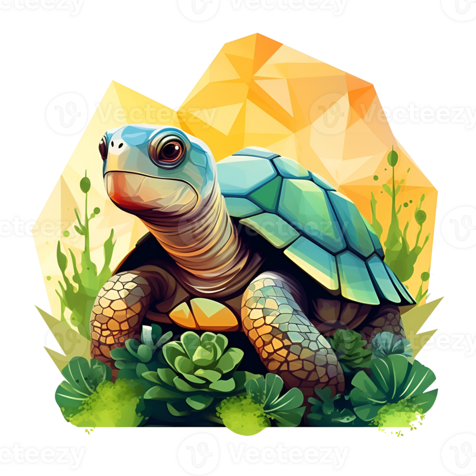 AI generated Artistic Style Tortoise Turtle Illustration Cartoon Style Painting Drawing No Background Perfect for Print on Demand Merchandise AI Generative png