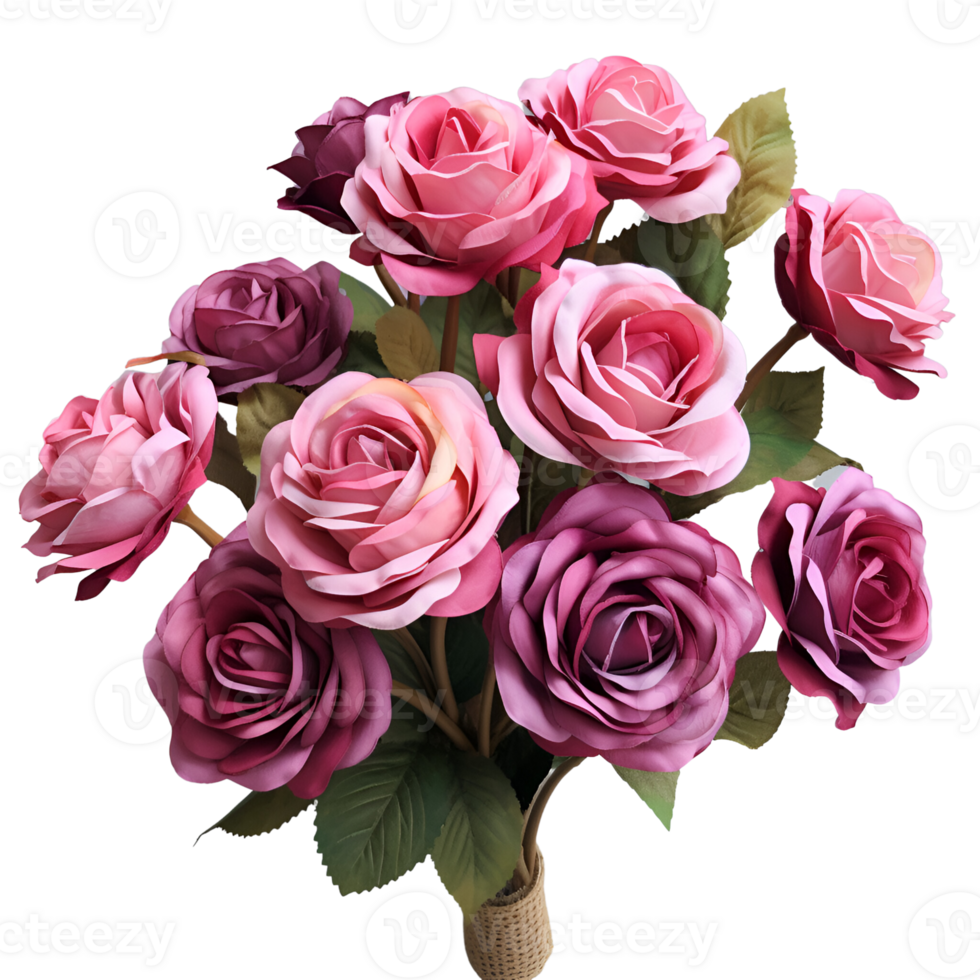 AI generated Artistic Style Rose Bouquet Flower Bouquet No Background Perfect for Print on Demand Merchandise AI Generative png