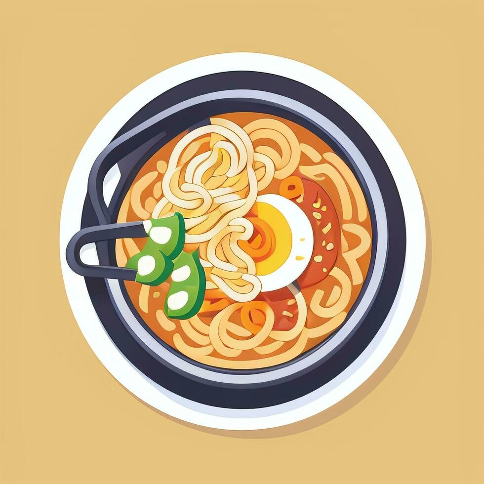 AI generated Ramen Noodle Portrait Avatar Clip Art Gamer Icon Sticker Decoration Simple Background photo