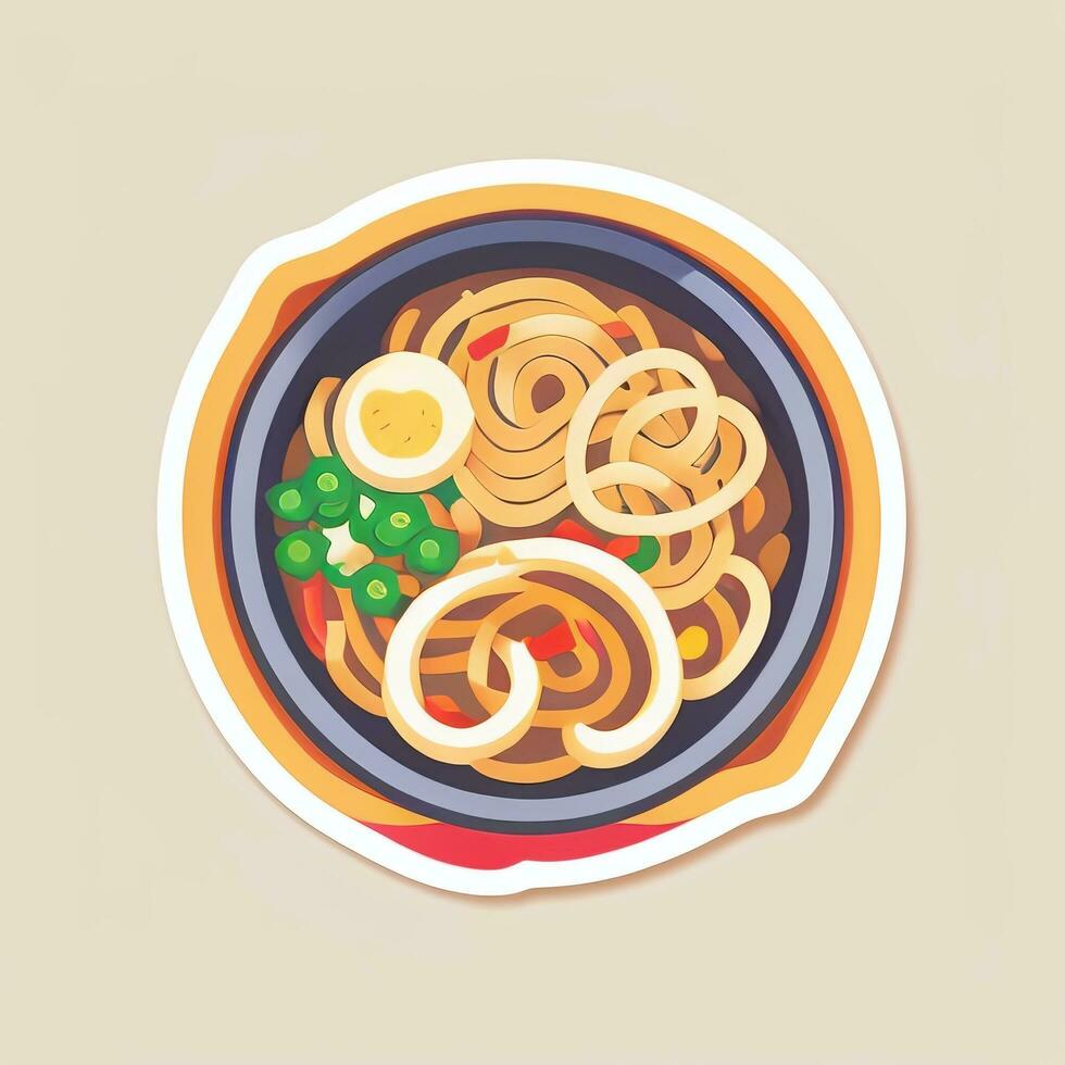 AI generated Ramen Noodle Portrait Avatar Clip Art Gamer Icon Sticker Decoration Simple Background photo