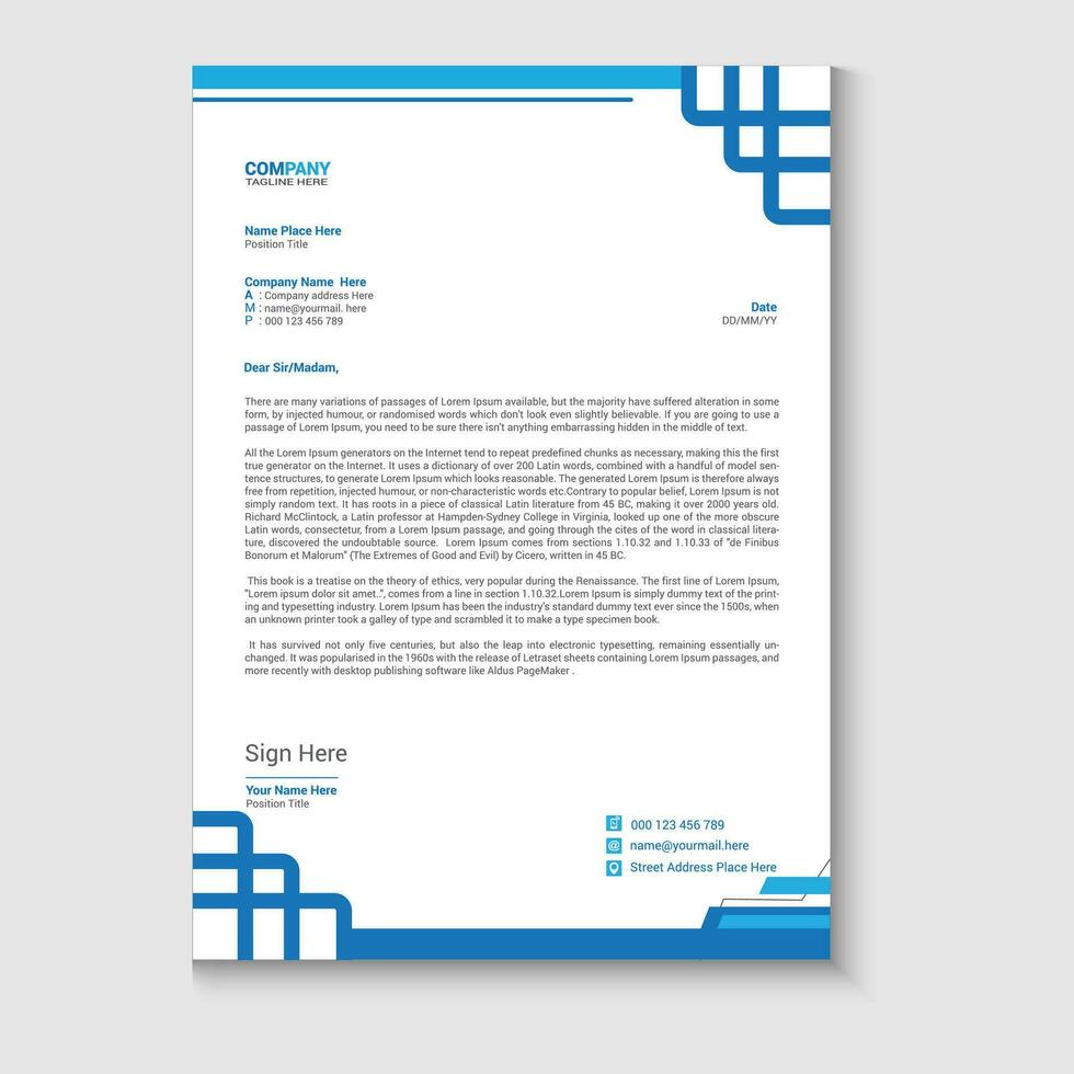 professional modern business letterhead template vector