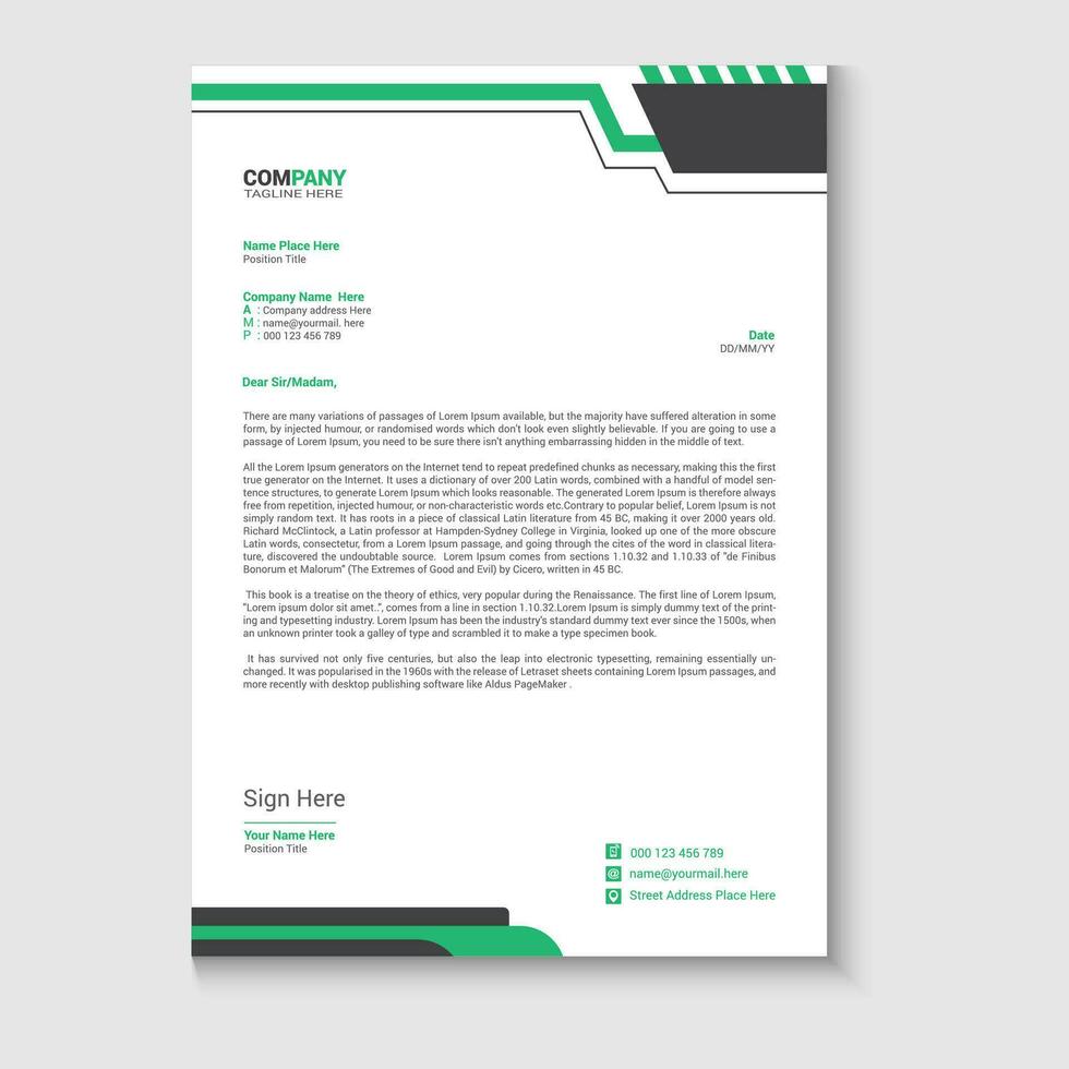 professional modern business letterhead template vector