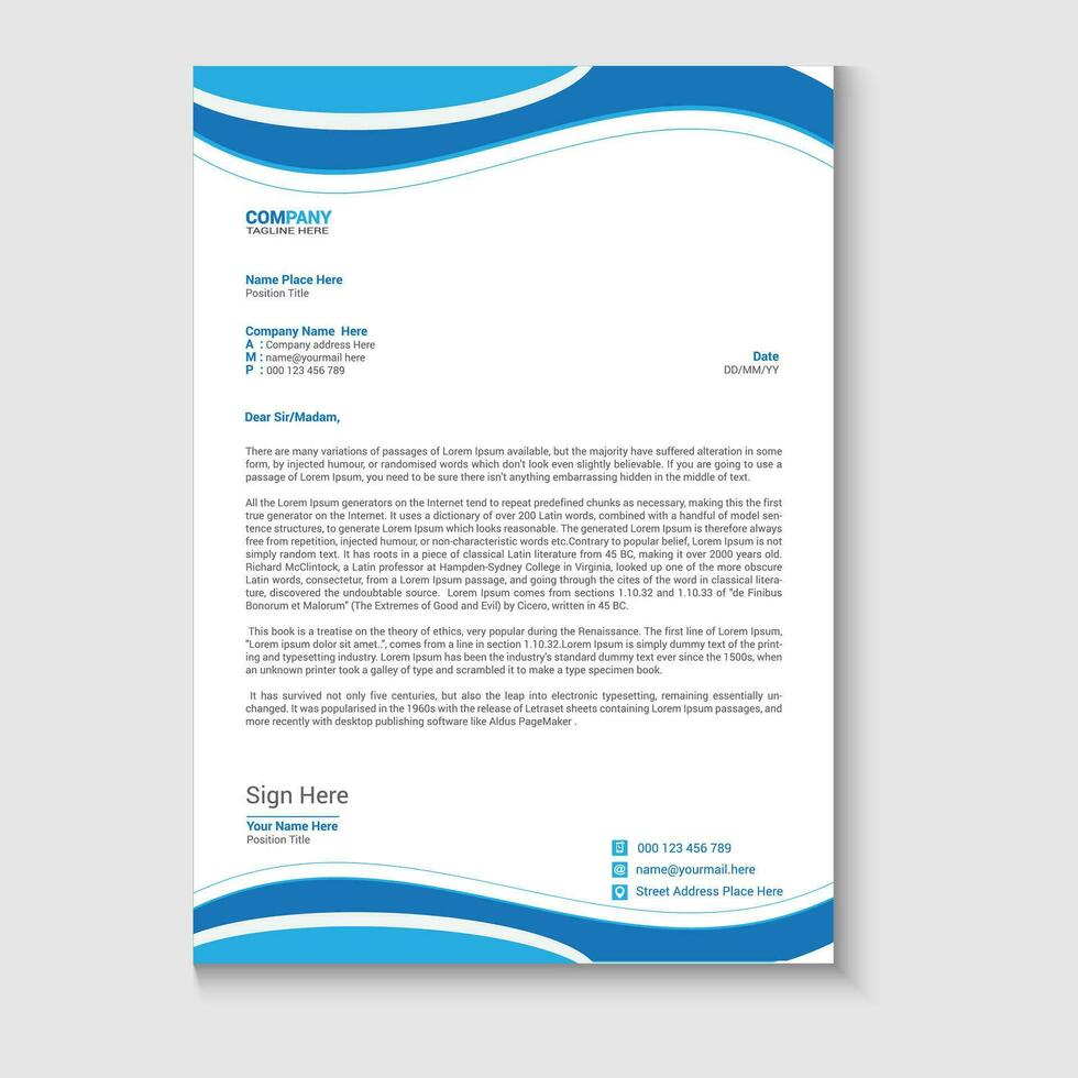 professional modern business letterhead template vector