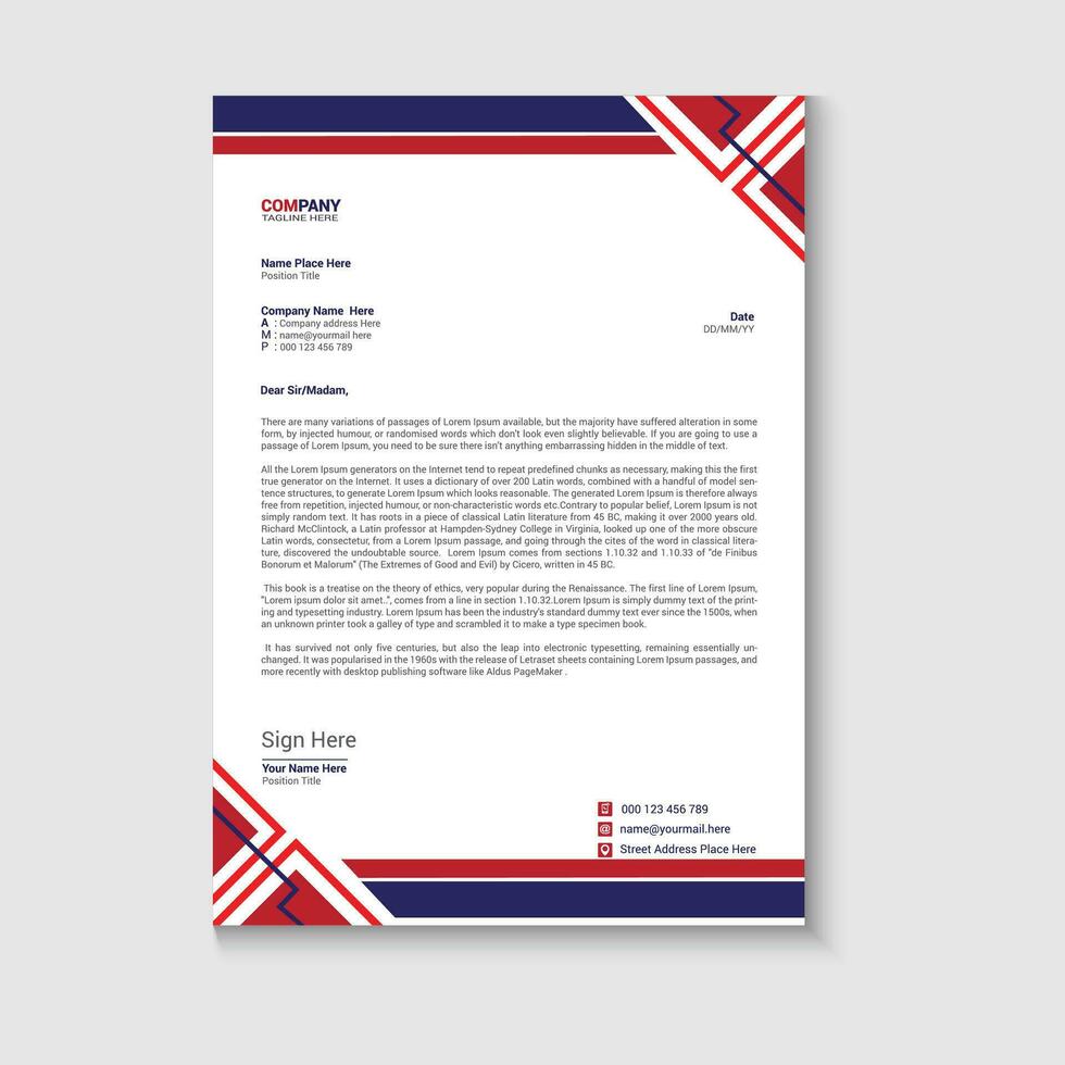 professional creative business letterhead template vector