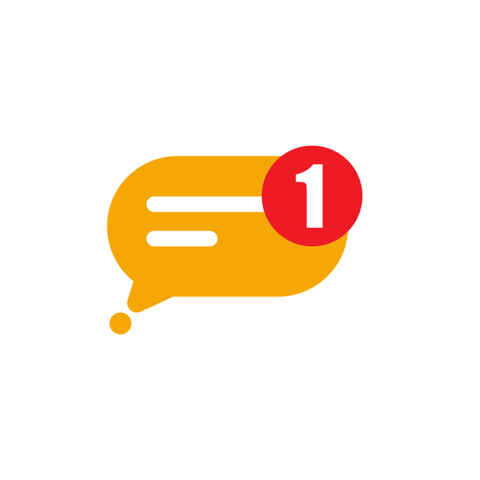 notification message or mail with bubble speech flat design png