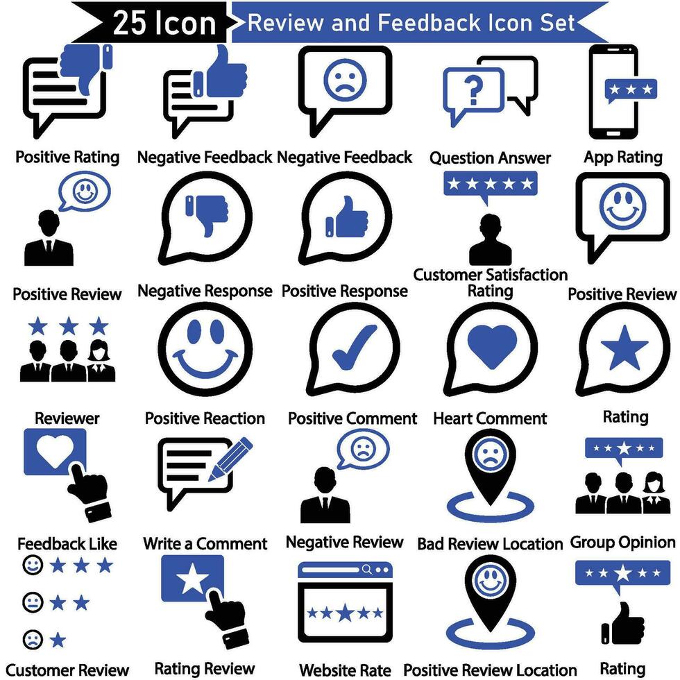 Review and Feedback Icon Set vector