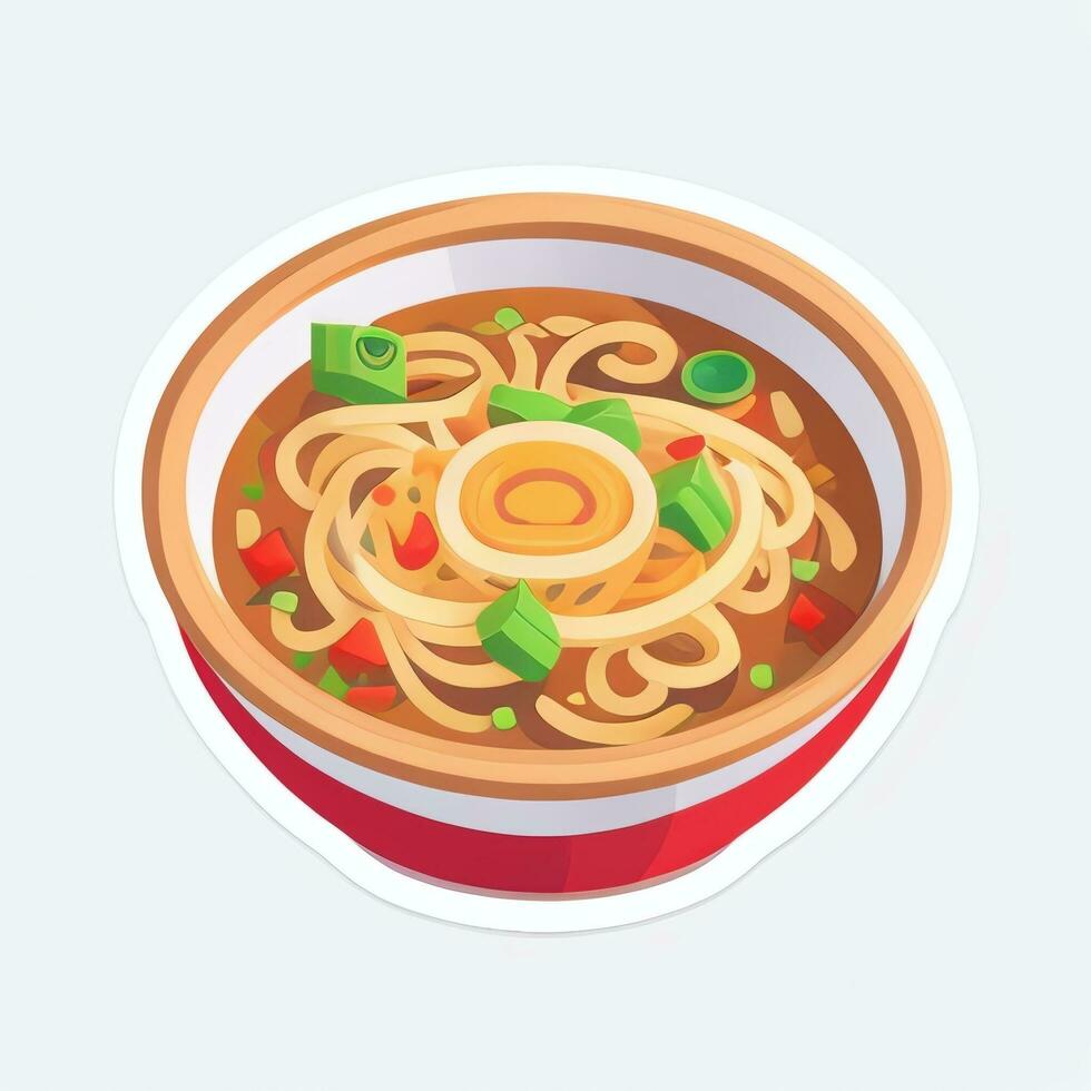 AI generated Ramen Noodle Portrait Avatar Clip Art Gamer Icon Sticker Decoration Simple Background photo