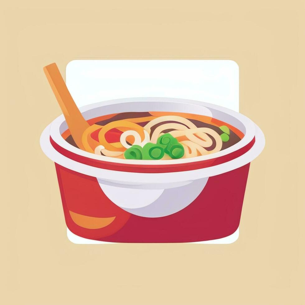 AI generated Ramen Noodle Portrait Avatar Clip Art Gamer Icon Sticker Decoration Simple Background photo