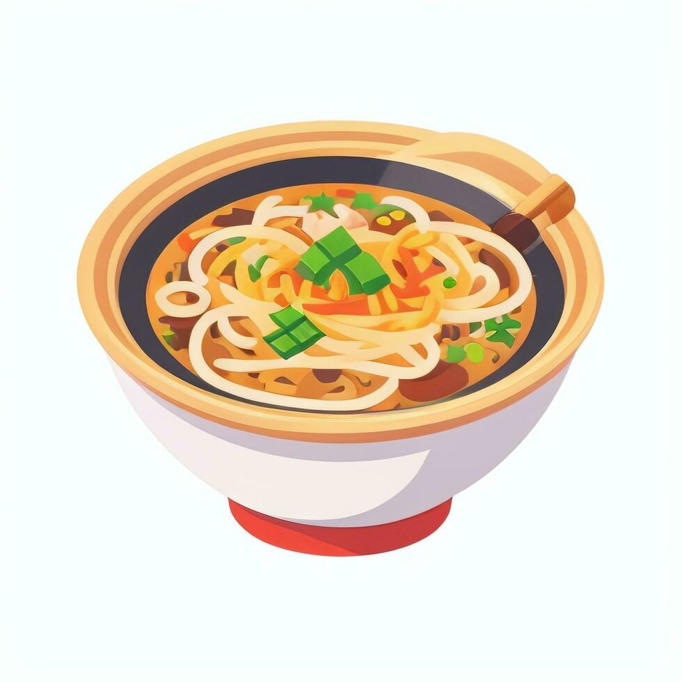 AI generated Ramen Noodle Portrait Avatar Clip Art Gamer Icon Sticker Decoration Simple Background photo