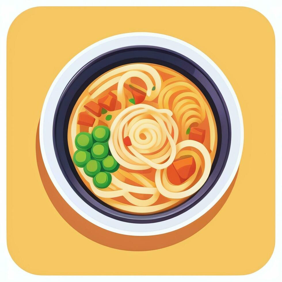 AI generated Ramen Noodle Portrait Avatar Clip Art Gamer Icon Sticker Decoration Simple Background photo