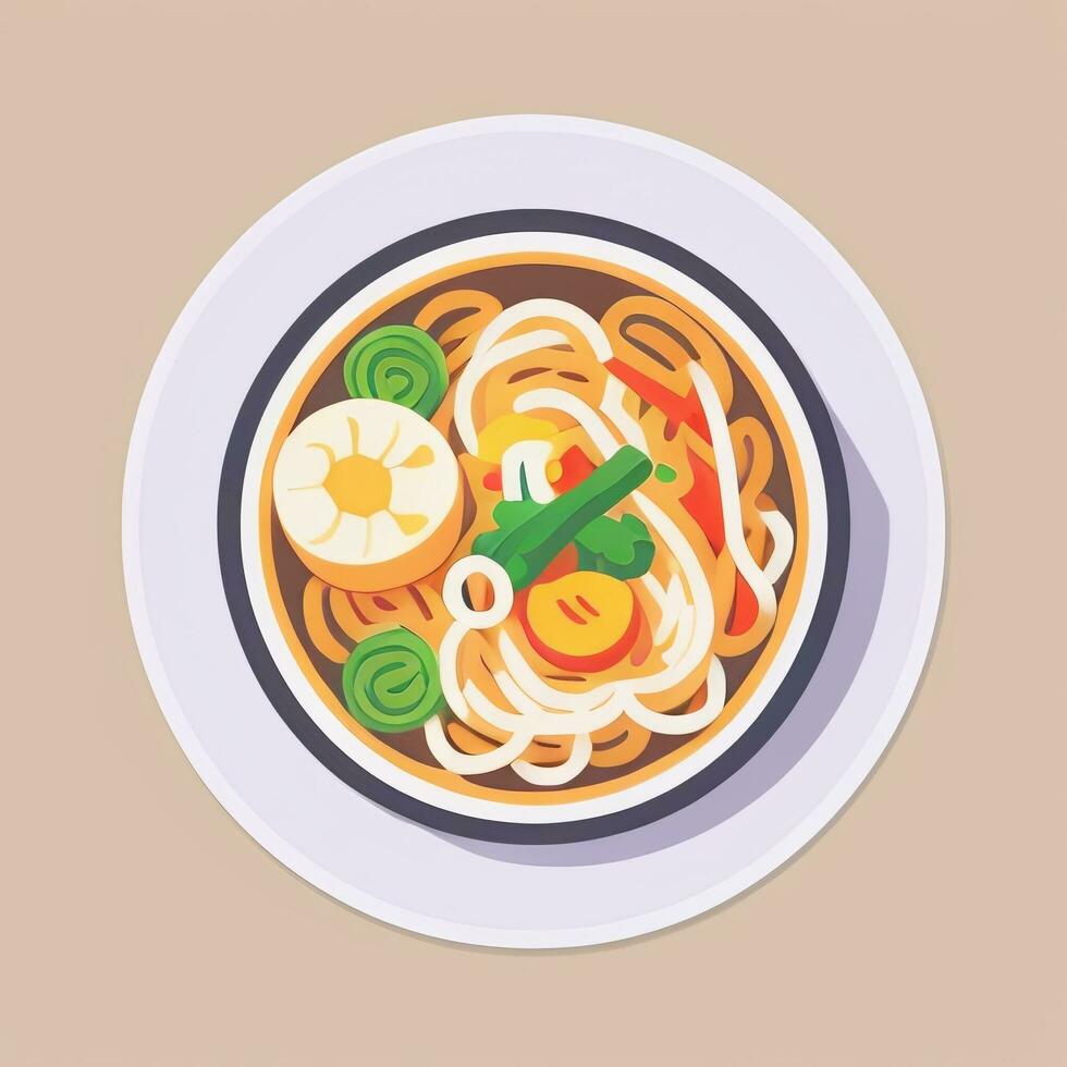 AI generated Ramen Noodle Portrait Avatar Clip Art Gamer Icon Sticker Decoration Simple Background photo