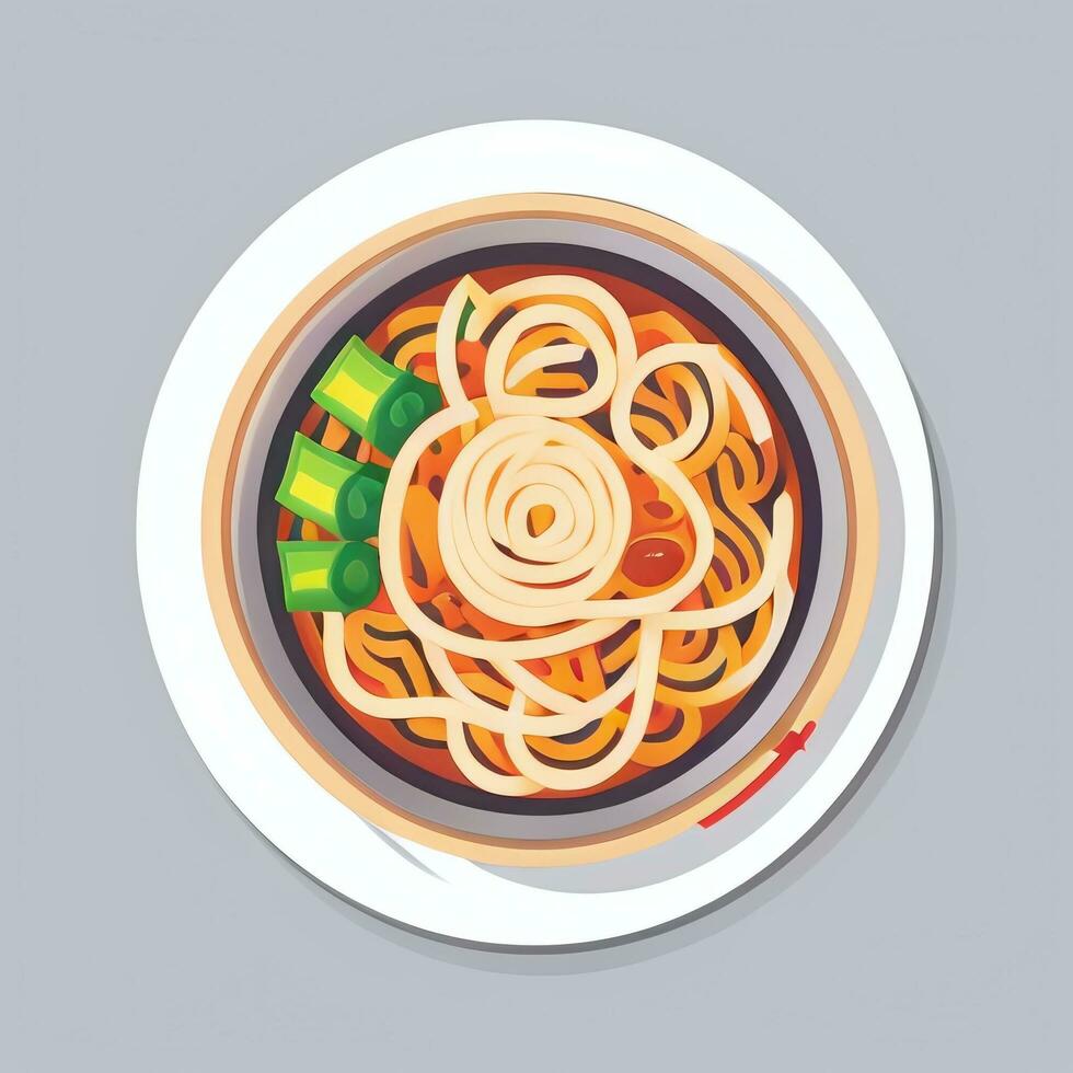 AI generated Ramen Noodle Portrait Avatar Clip Art Gamer Icon Sticker Decoration Simple Background photo