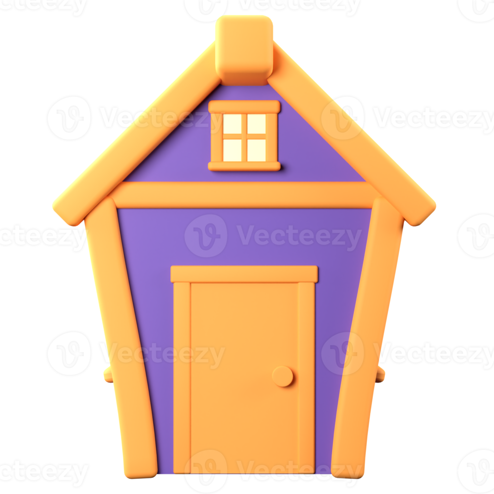 3D Stylized House. Object on a transparent background png