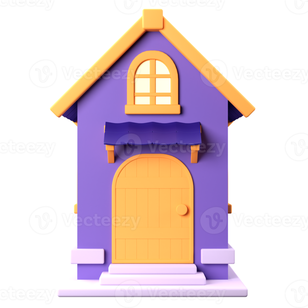 3D Stylized House. Object on a transparent background png