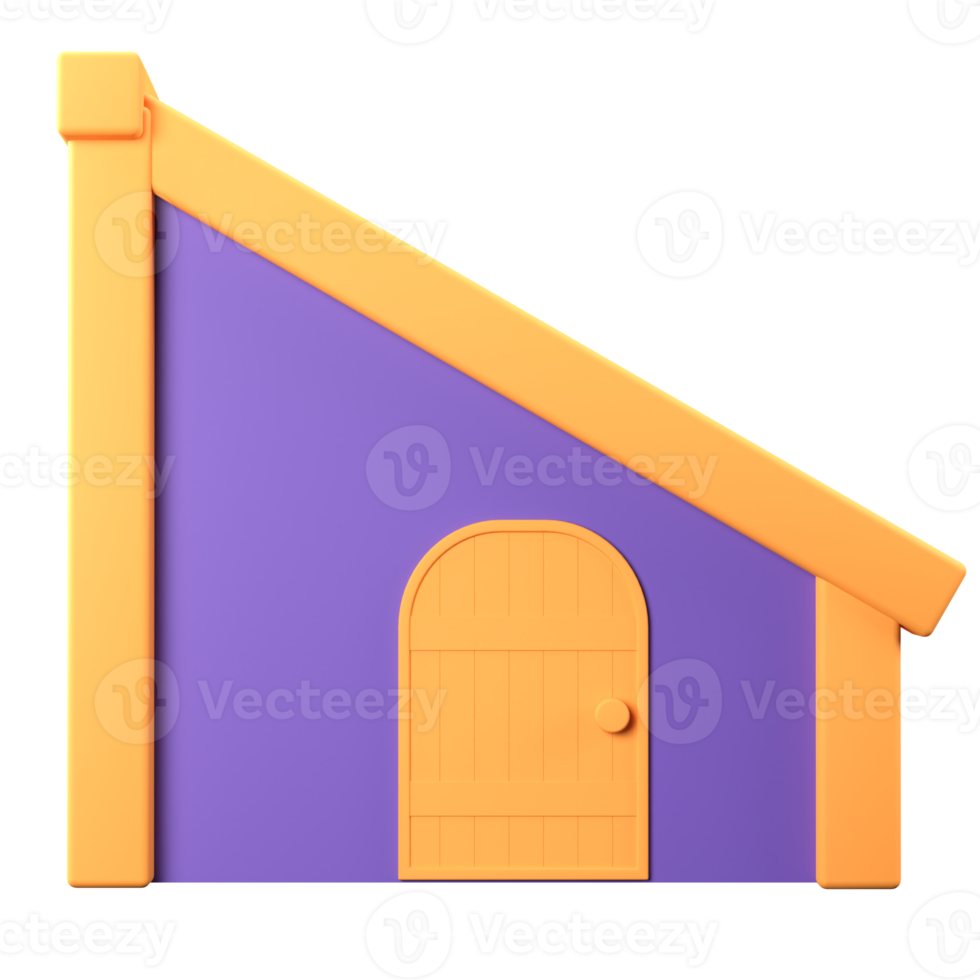 3D Stylized House. Object on a transparent background png