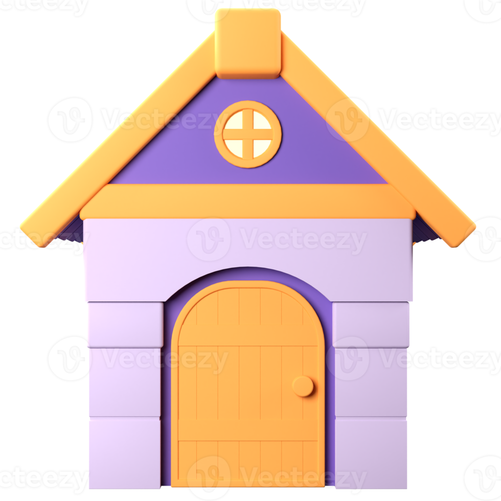 3D Stylized House. Object on a transparent background png