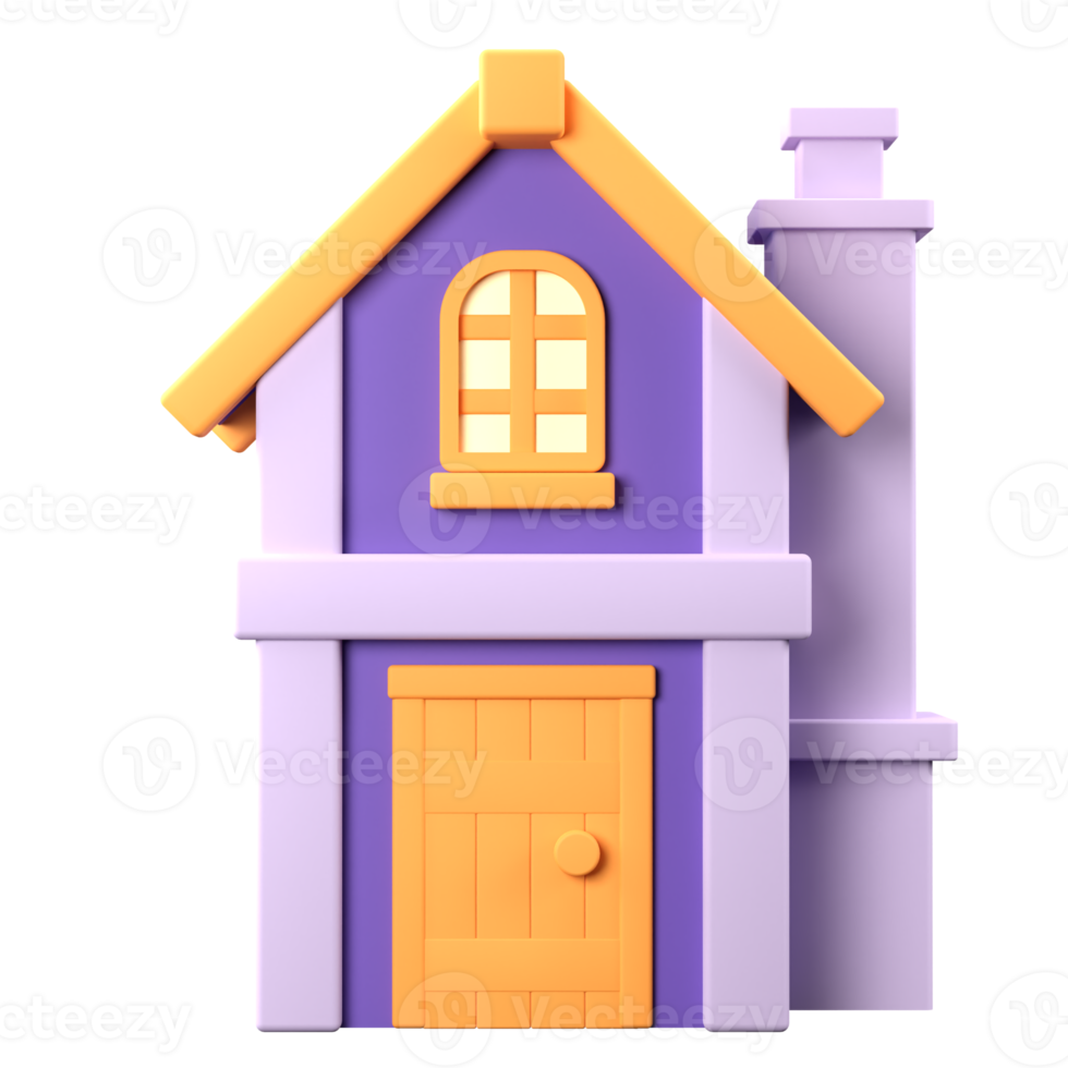 3D Stylized House. Object on a transparent background png