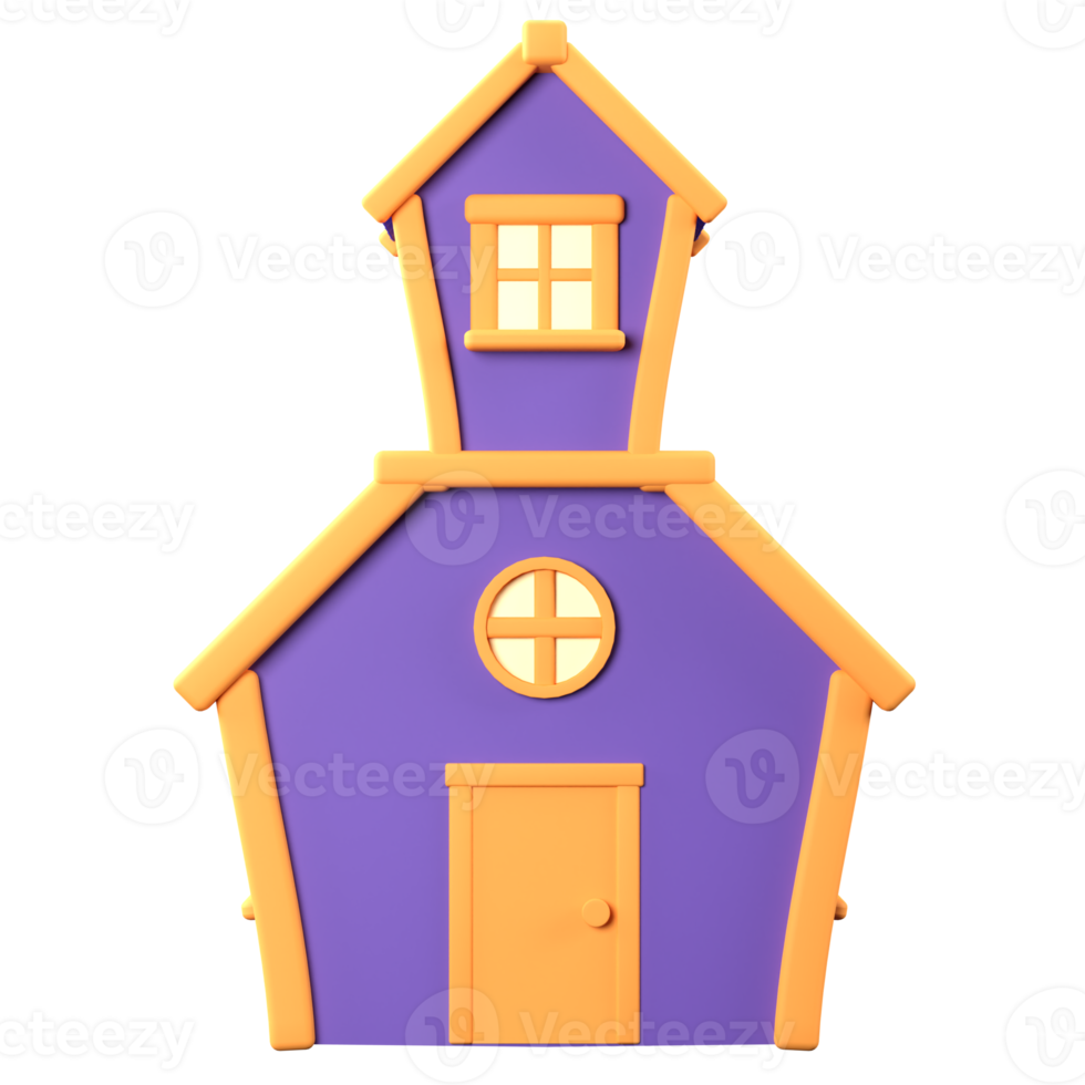 3D Stylized House. Object on a transparent background png