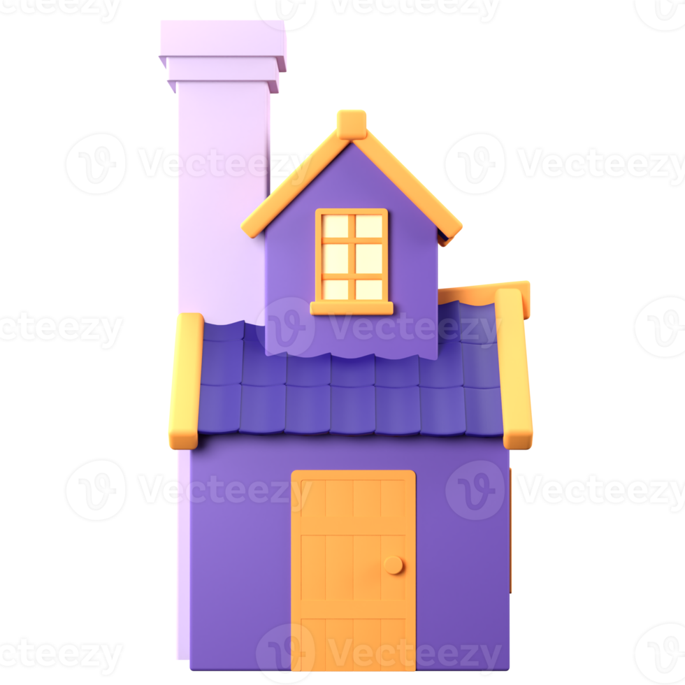 3D Stylized House. Object on a transparent background png