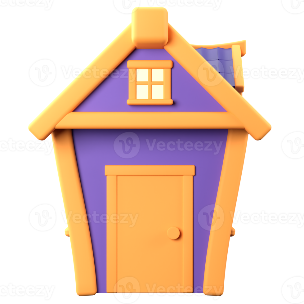 3D Stylized House. Object on a transparent background png