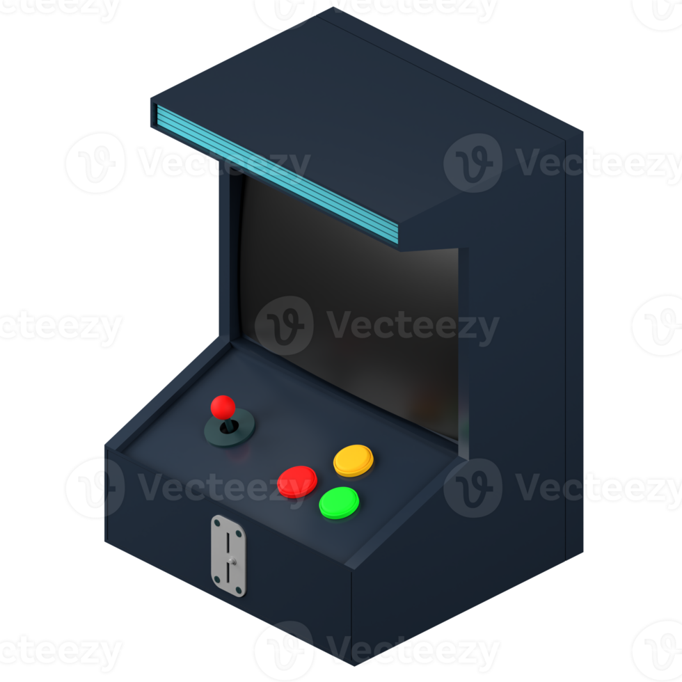 3D rendering of a retro arcade game illustration png