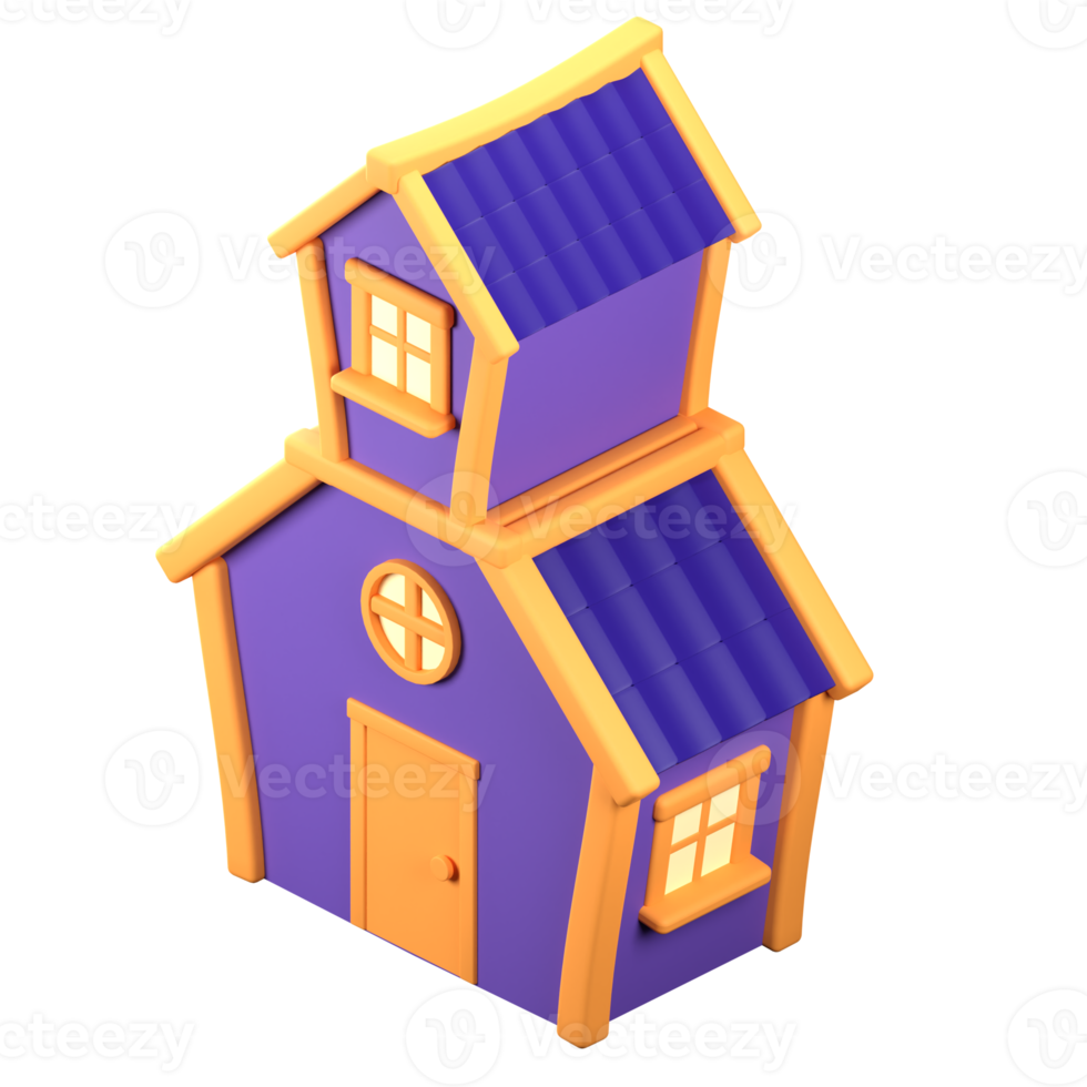 3D Stylized House. Object on a transparent background png