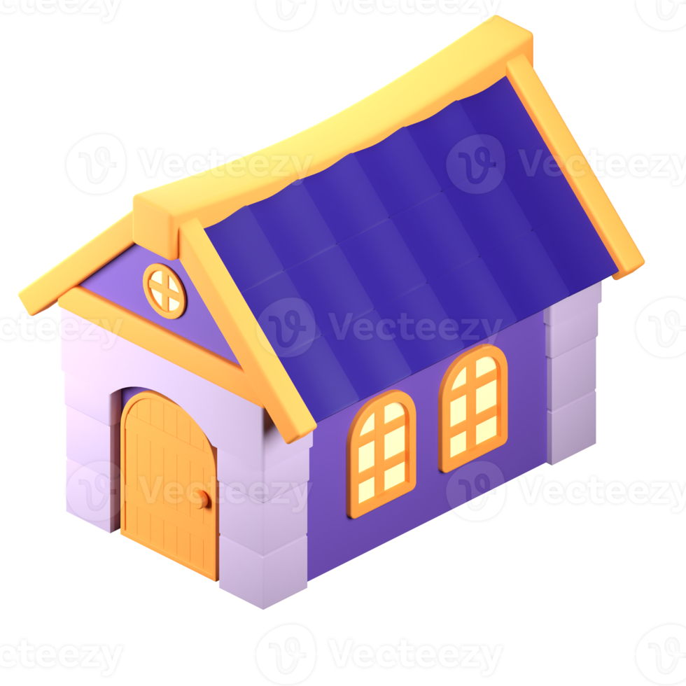 3D Stylized House. Object on a transparent background png