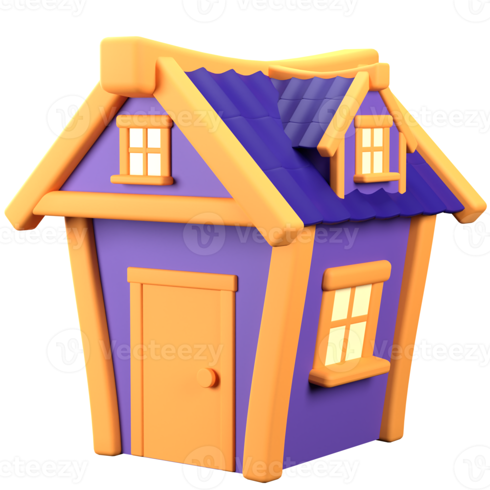 3D Stylized House. Object on a transparent background png