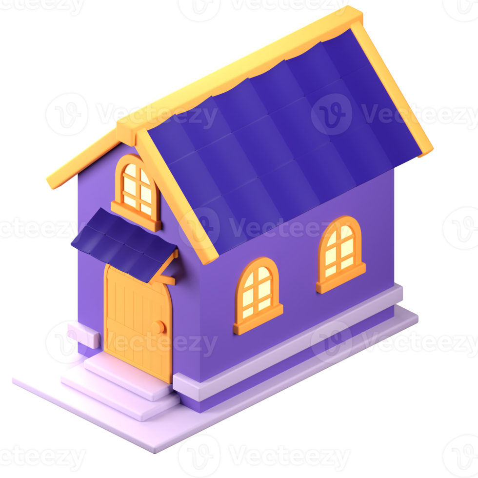 3D Stylized House. Object on a transparent background png