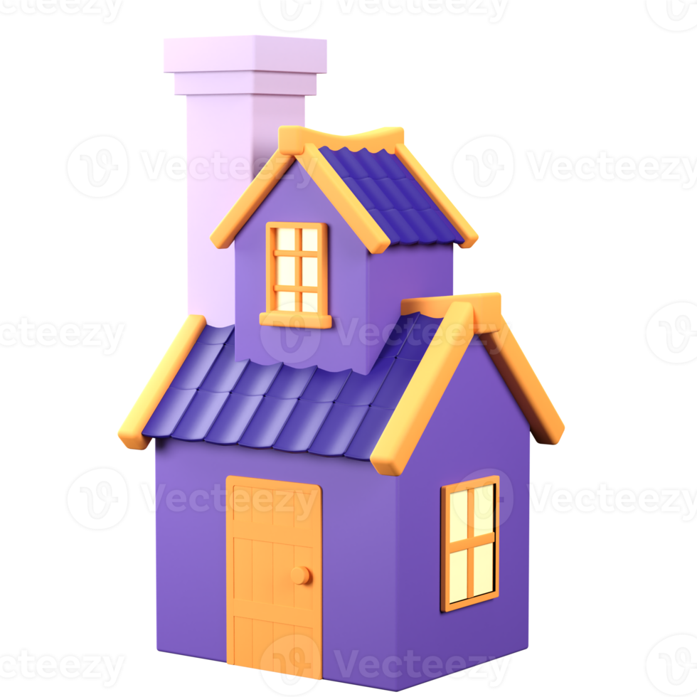 3D Stylized House. Object on a transparent background png
