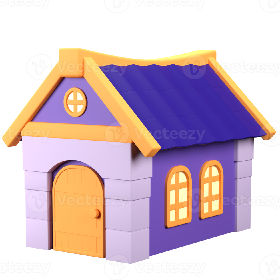 3D Stylized House. Object on a transparent background png