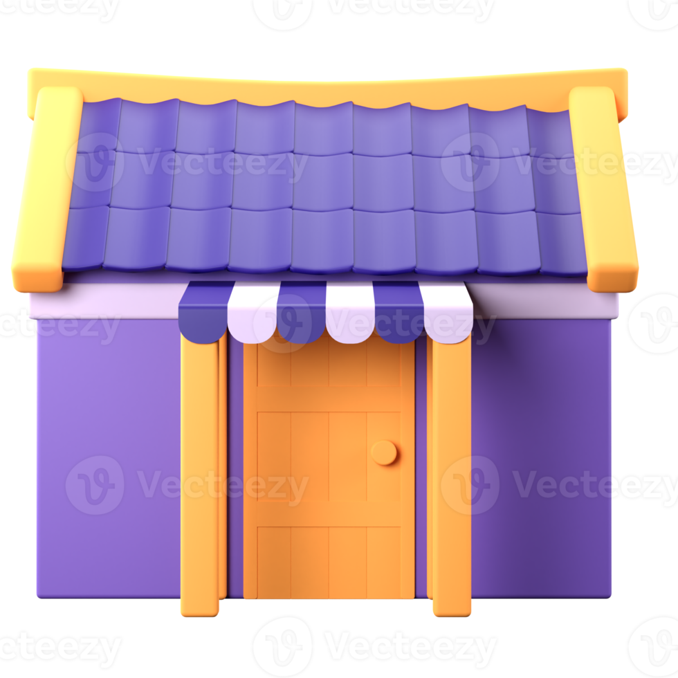 3D Stylized House. Object on a transparent background png