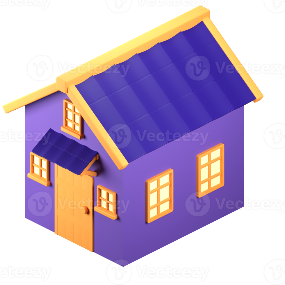 3D Stylized House. Object on a transparent background png